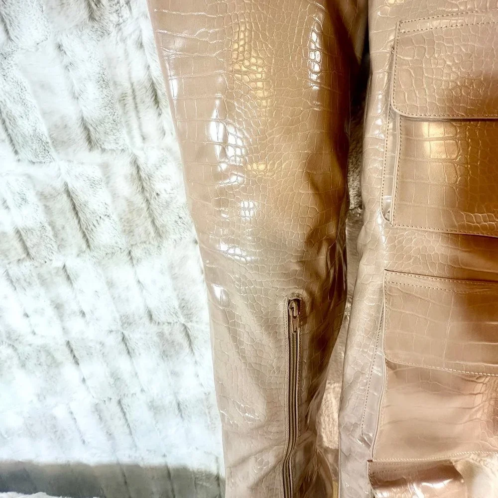 Mata Nude Croc Over The Knee Boot With Pockets